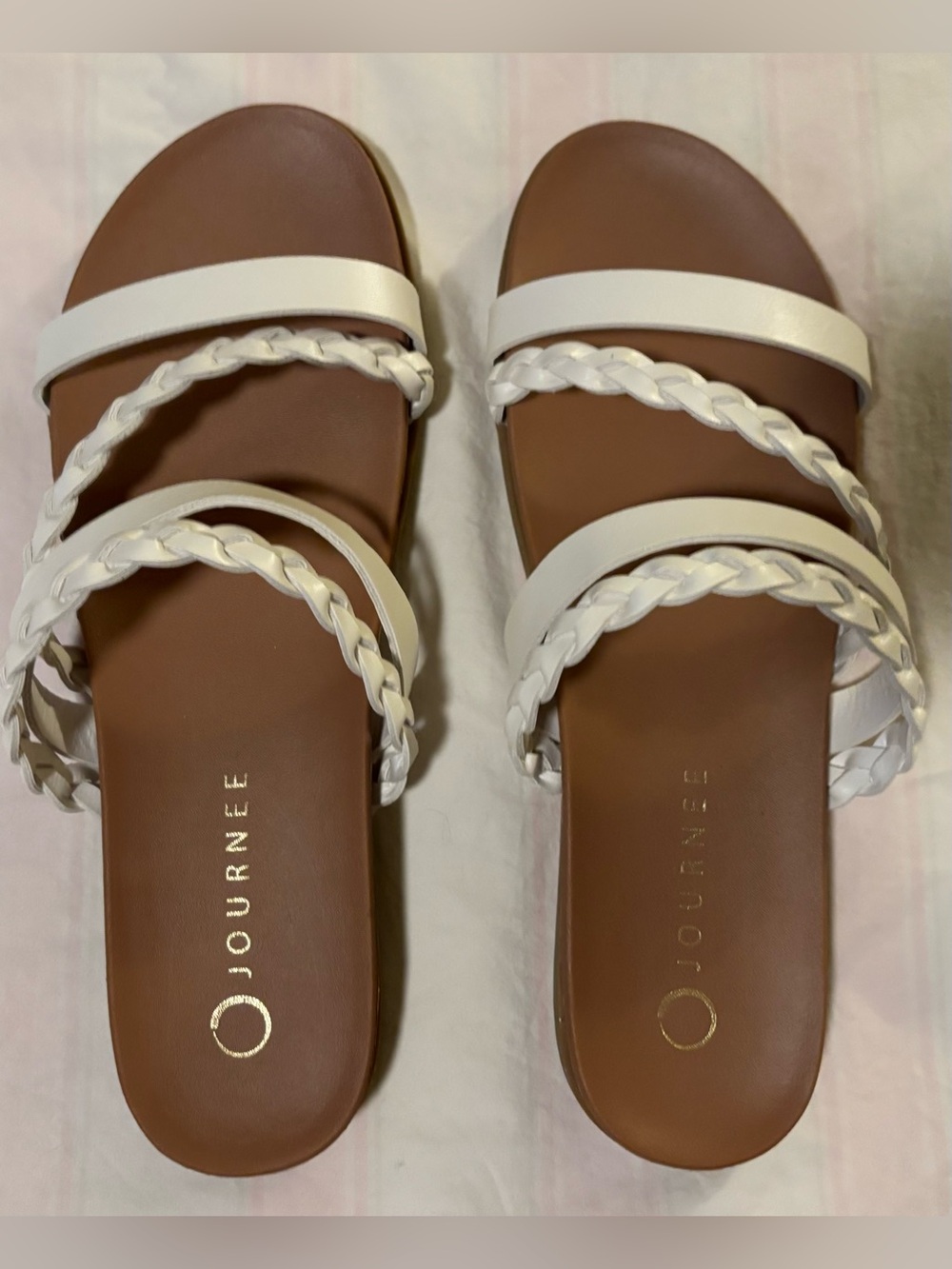 Journee Collection Colette Slide Sandals in White Size 9 New in Box